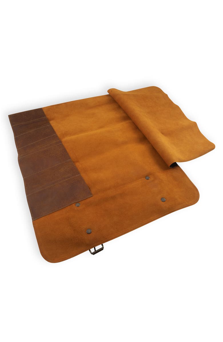 Messermeister Vintage Leather Amber 7 Pocket Knife Roll, Alternate, color, Leather