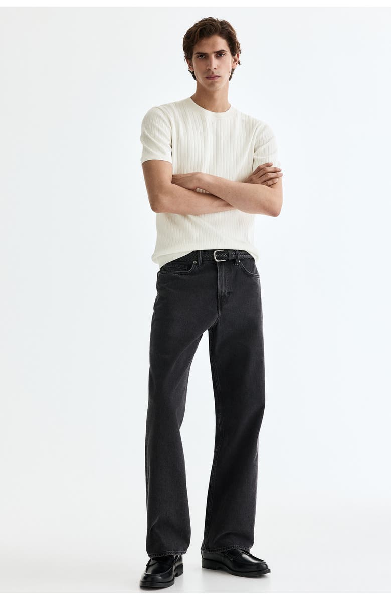 H&M Slim Fit Knitted T-shirt, Alternate, color, Cream