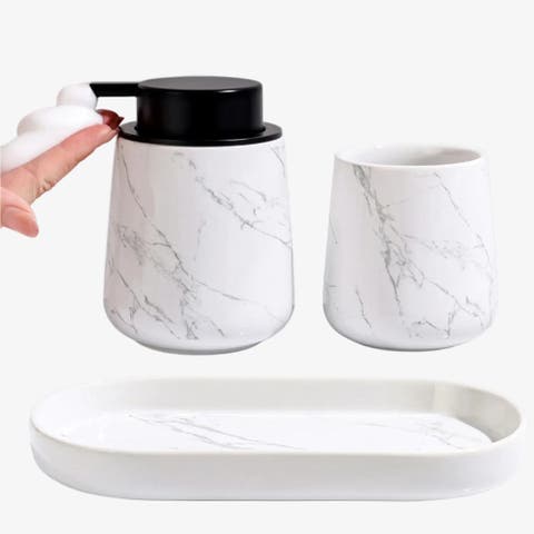 Marble 3-Piece Bathroom Set Sustainable Ceramic