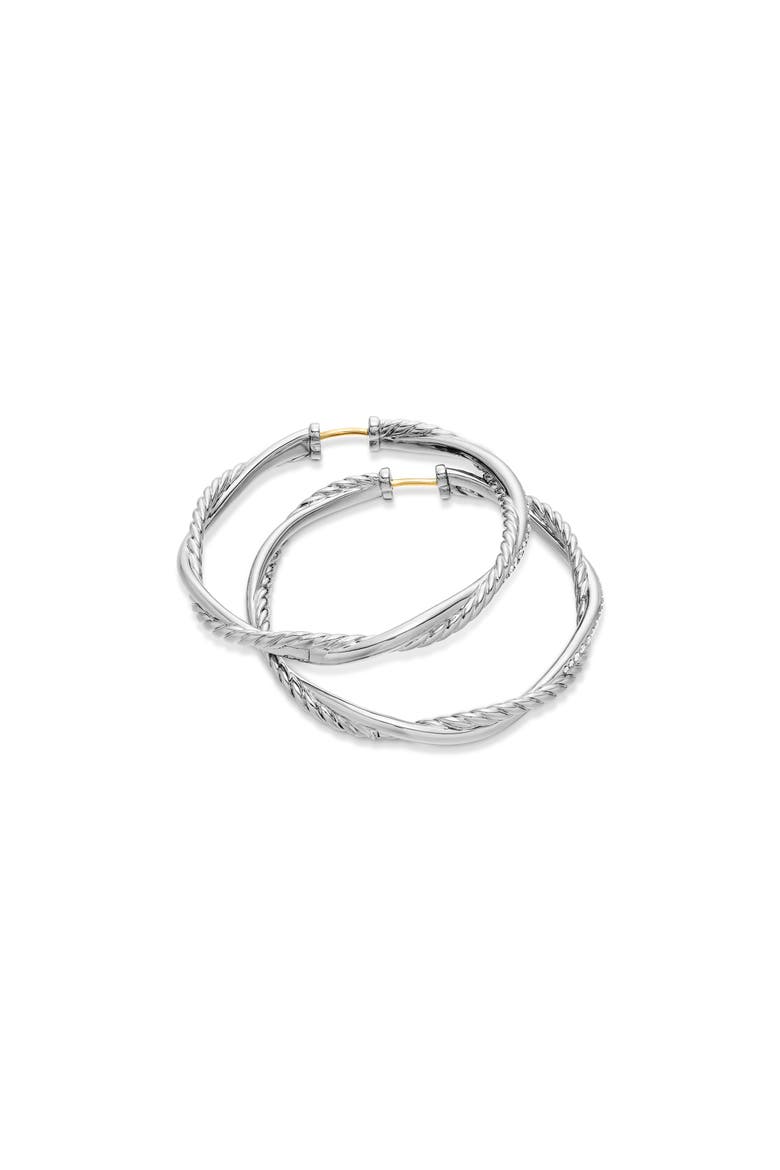 Petite Infinity Hoop Earrings in Sterling Silver with Pavé Diamonds, Alternate, color, STERLING SILVER