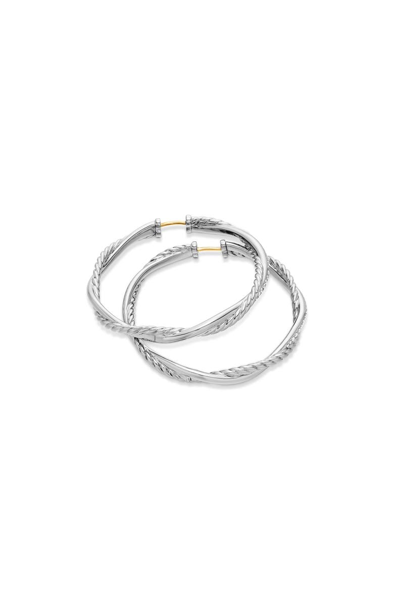 David Yurman Petite Infinity Hoop Earrings in Sterling Silver with Pavé Diamonds, Alternate, color, Sterling Silver