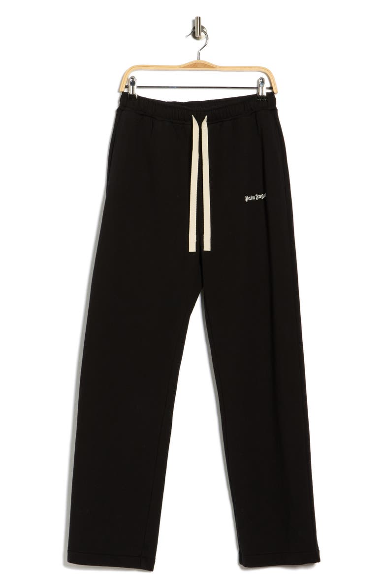 Palm Angels Logo Cotton Sweatpants, Alternate, color, Black/White