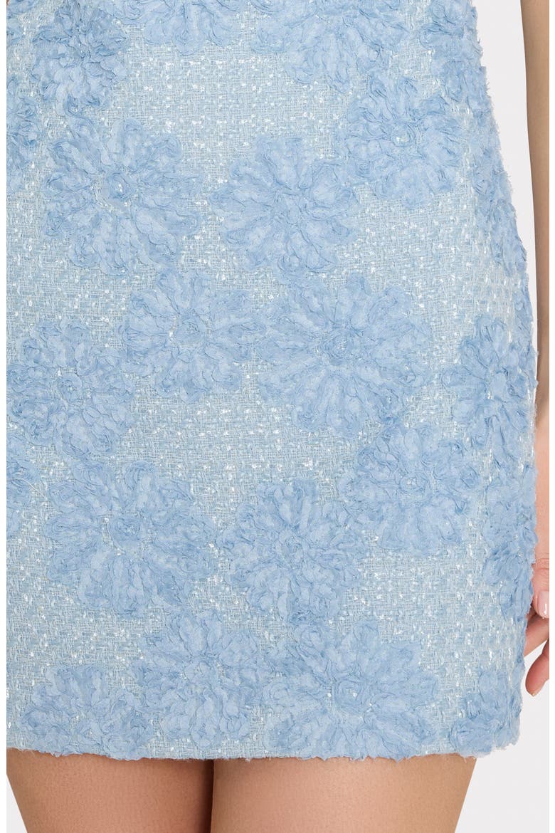 Ivette Tweed Floral Appliqué Shift Minidress, Alternate, color, LIGHT BLUE