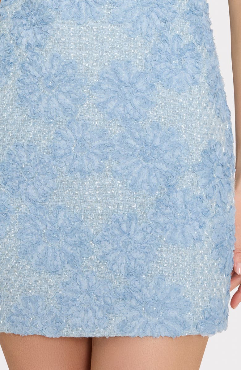 Milly Ivette Tweed Floral Appliqué Shift Minidress, Alternate, color, Light Blue