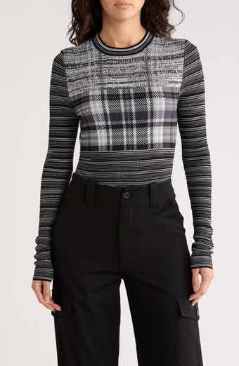 Desigual Mixed Stripe Long Sleeve Crop Top