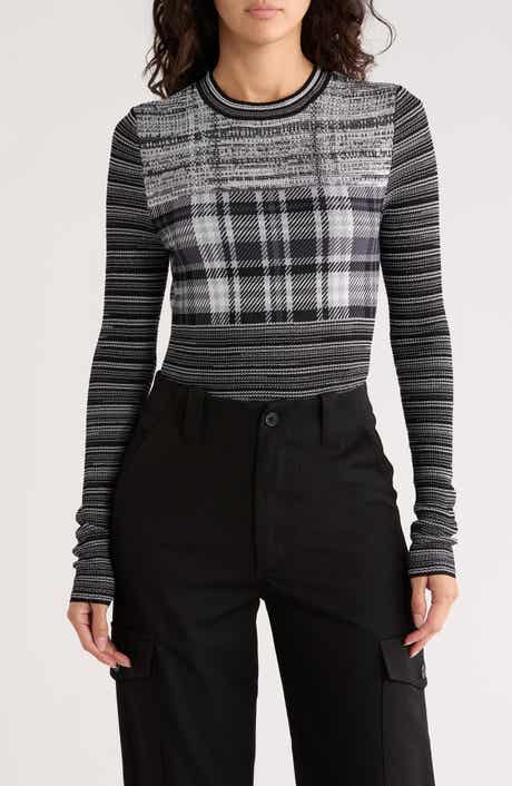 Desigual Mixed Stripe Long Sleeve Crop Top