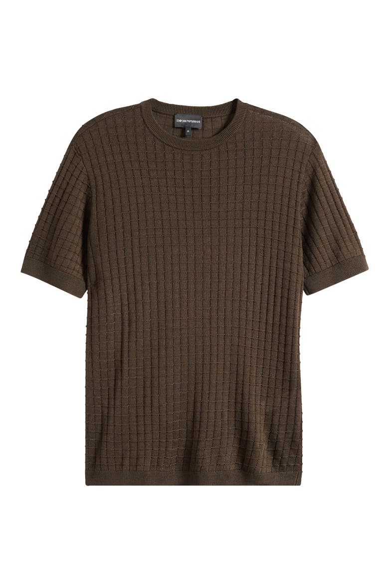Geometric Texture Short Sleeve Crewneck Sweater, Alternate, color, GREEN
