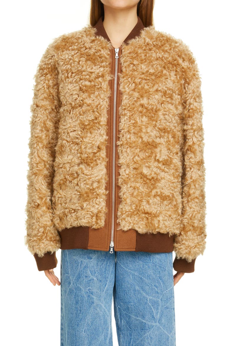 Varlo Faux Shearling Front Bomber Jacket, Main, color, 102 CAMEL
