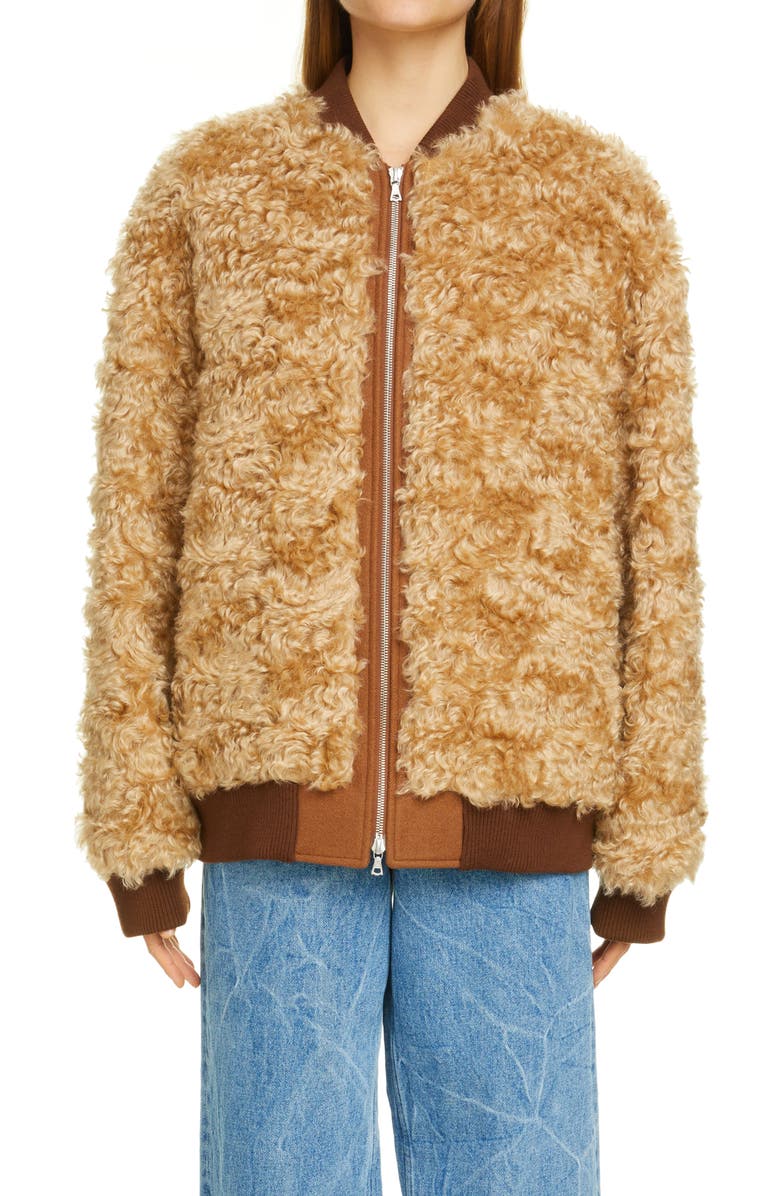 Dries Van Noten Varlo Faux Shearling Front Bomber Jacket, Main, color,
