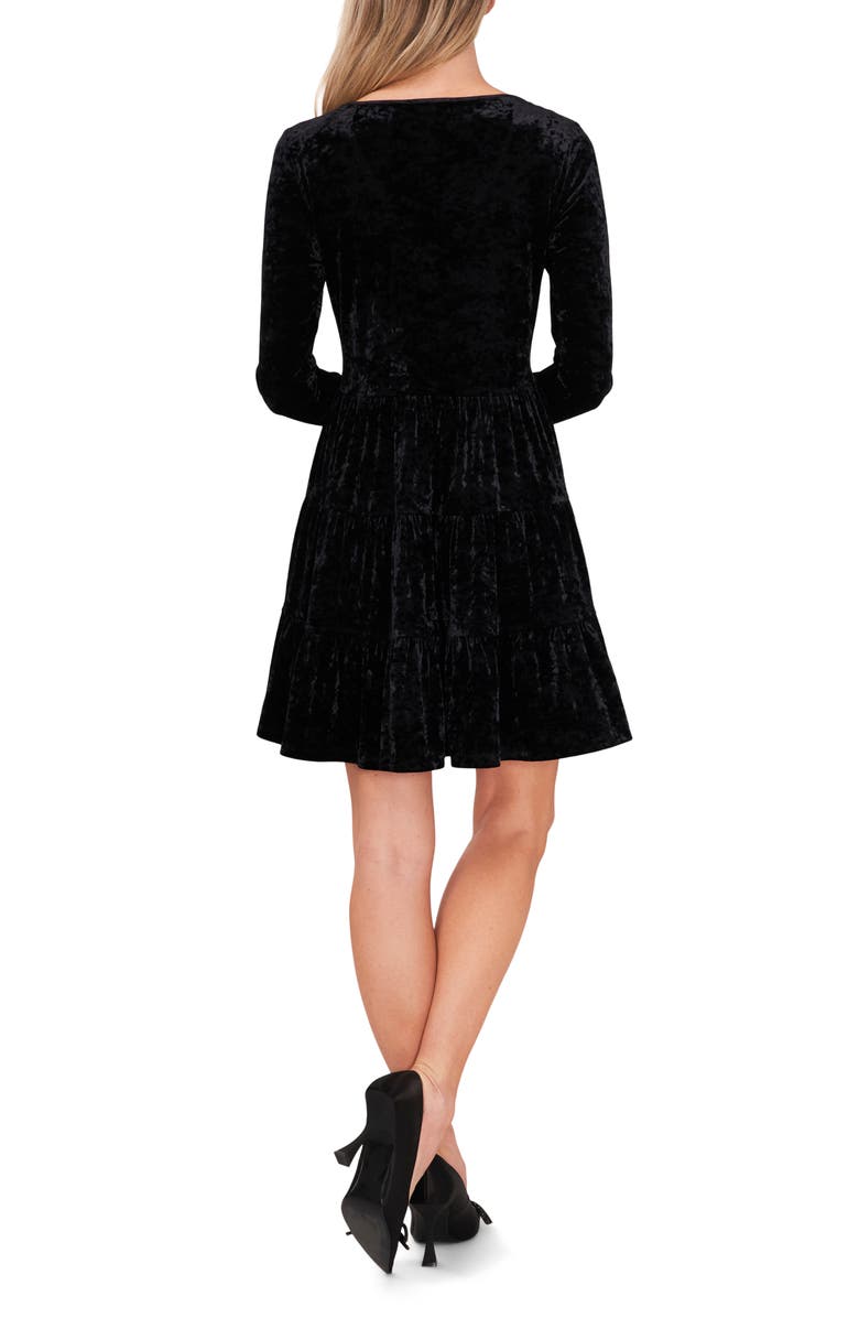 CeCe Long Sleeve Tiered Stretch Velvet Dress, Alternate, color, 