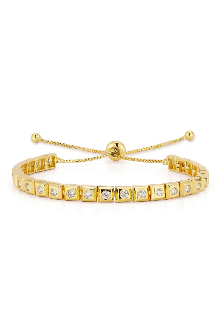 Cubic Zirconia Tennis Slide Bracelet, Main, color, GOLD