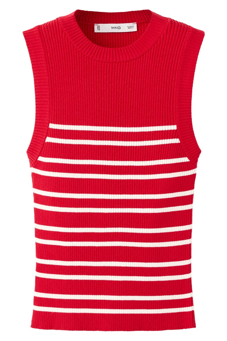Stripe Sleeveless Rib Knit Top, Alternate, color, RED