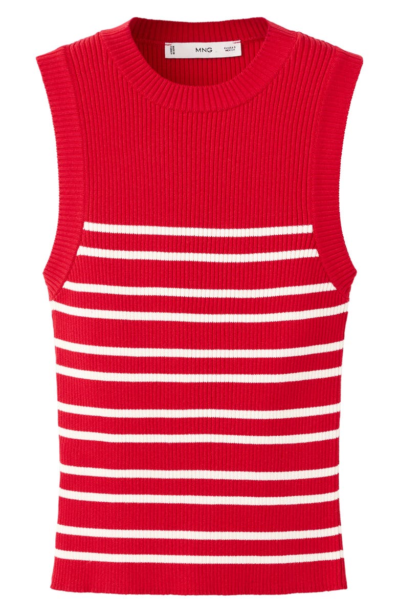 MANGO Stripe Sleeveless Rib Knit Top, Alternate, color, 