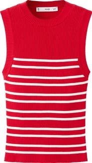 MANGO Stripe Sleeveless Rib Knit Top