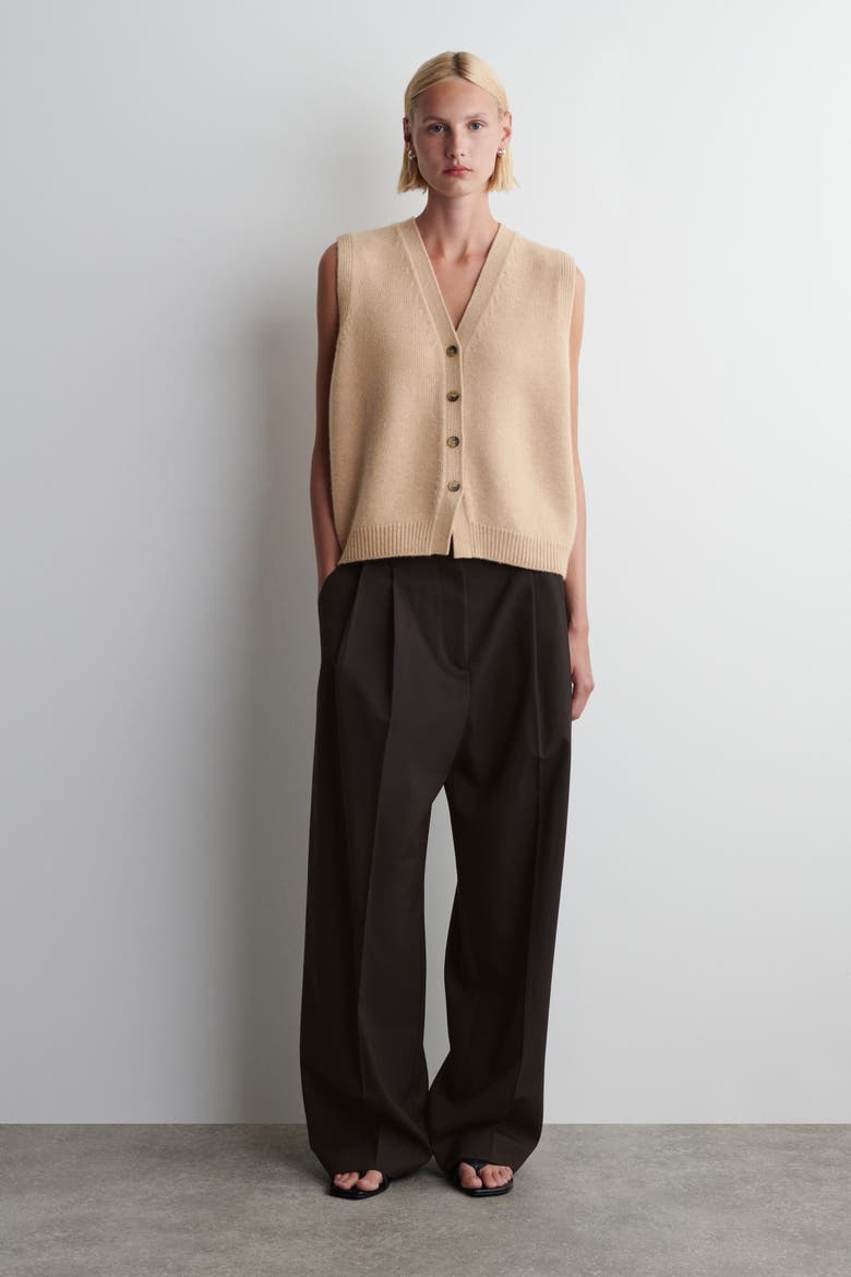 Knitted Cashmere-Blend Tank, Alternate, color, BEIGE