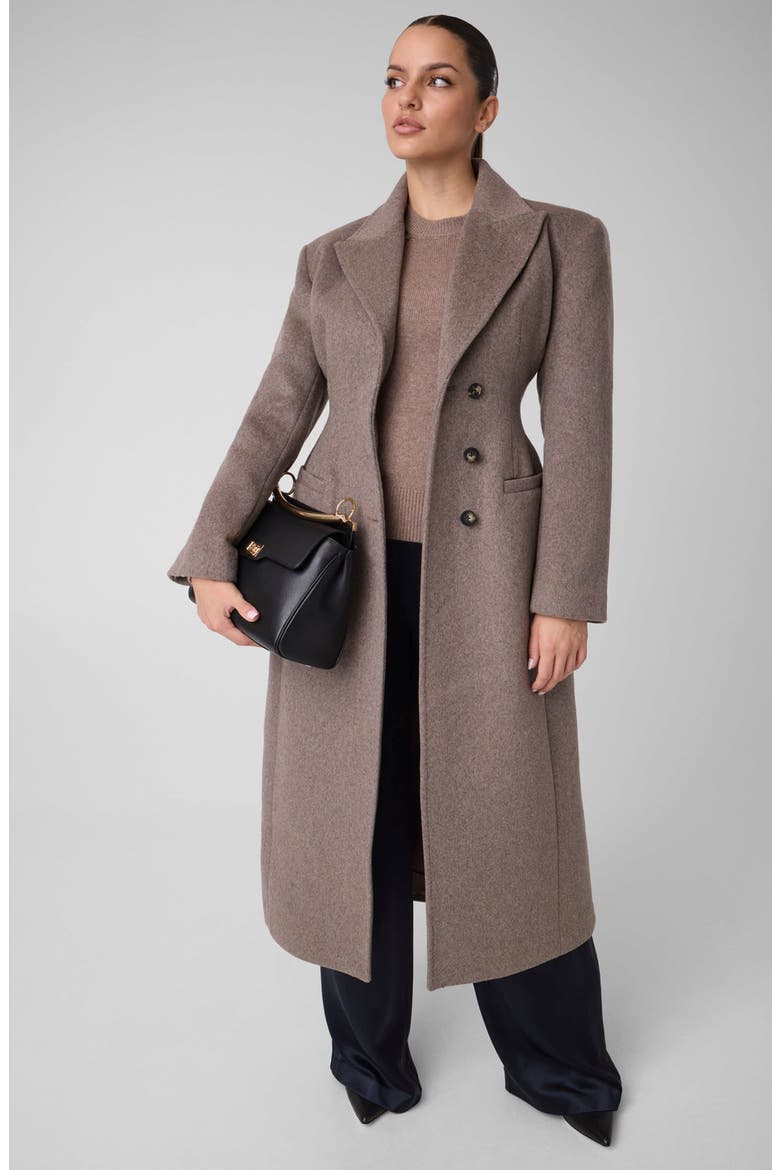 Angela Padded Shoulder Long Coat, Alternate, color, HM05-BEIGE