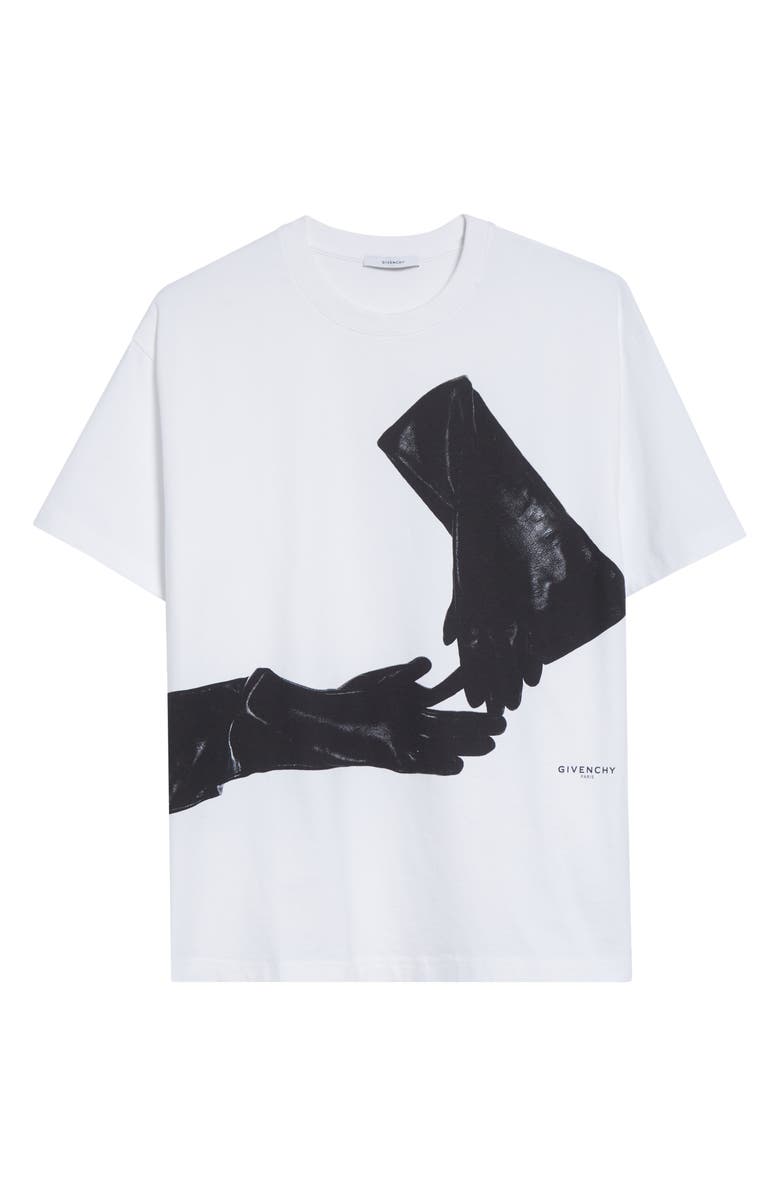 Givenchy Regular Fit Gloves Trompe l'Oeil Print T-Shirt, Main, color, White