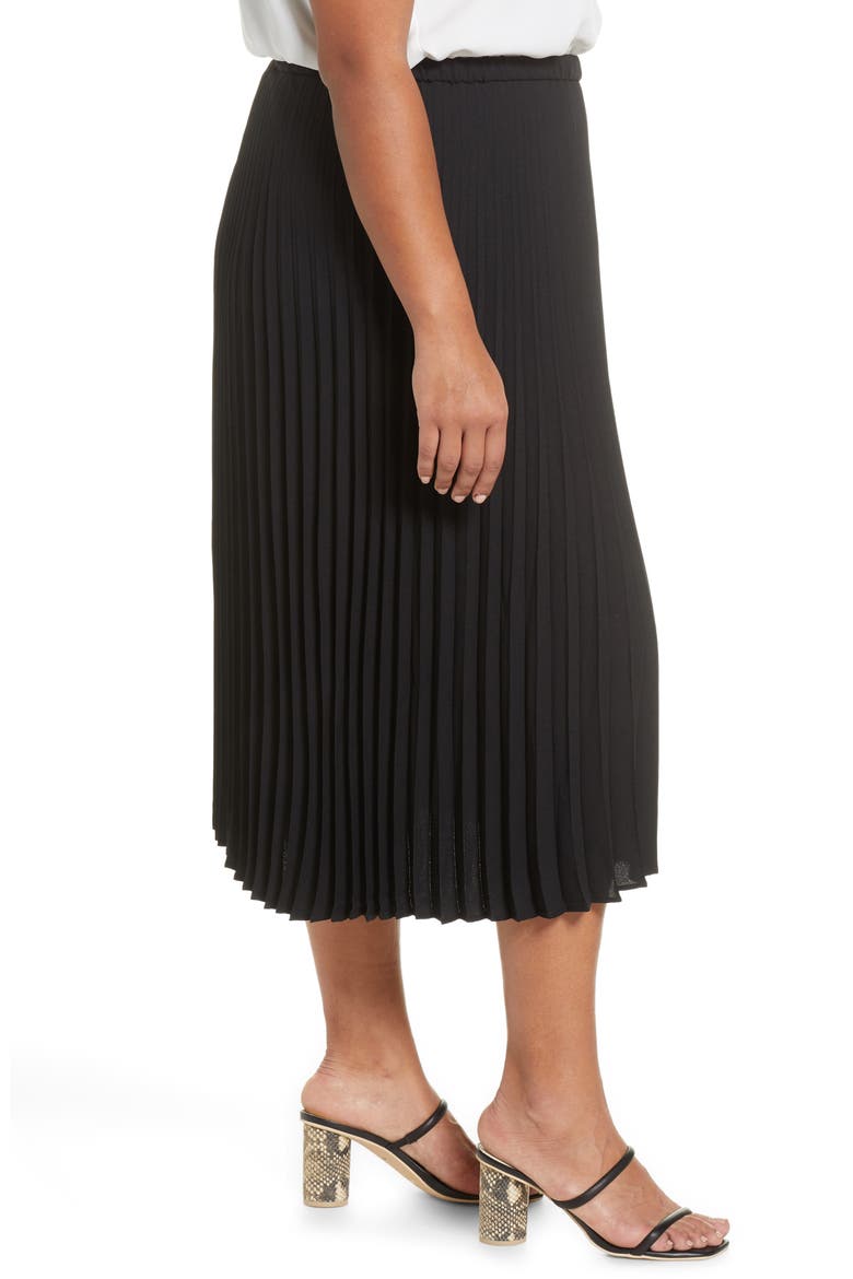 Pleated Midi Skirt, Alternate, color, BLACK