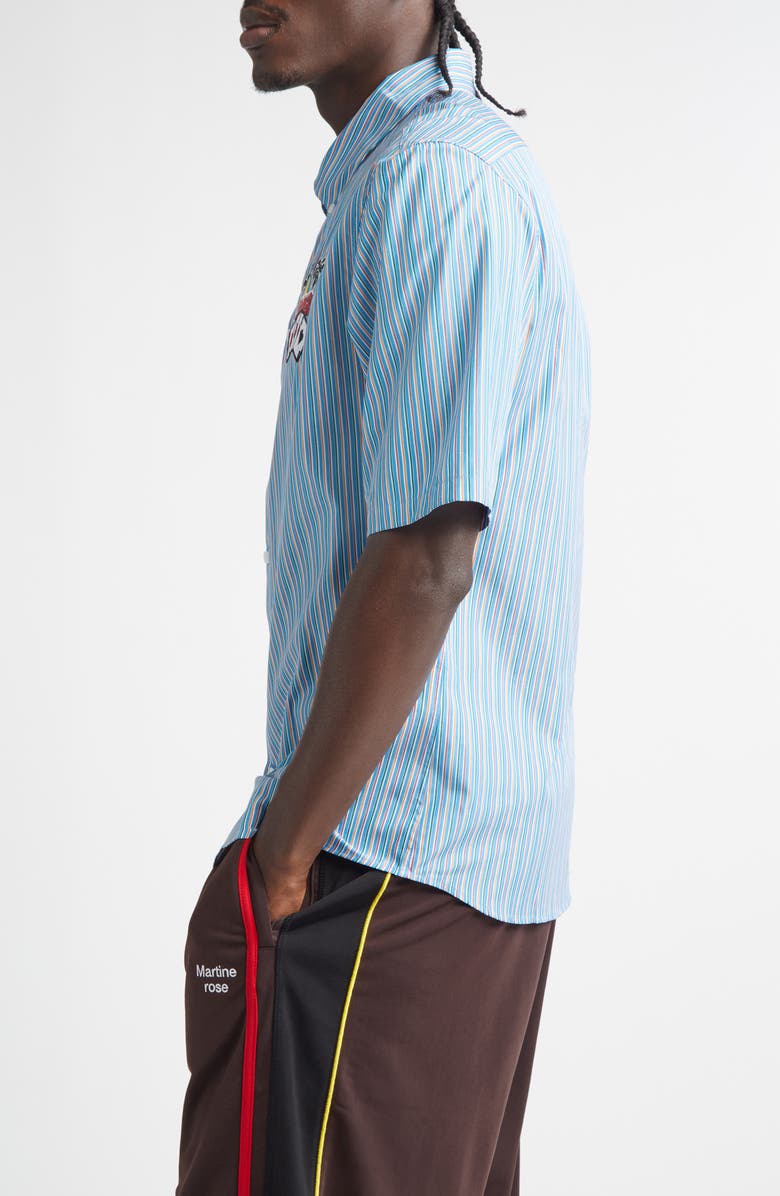 Martine Rose Casual Stripe Button-Down Shirt, Alternate, color, Bluora