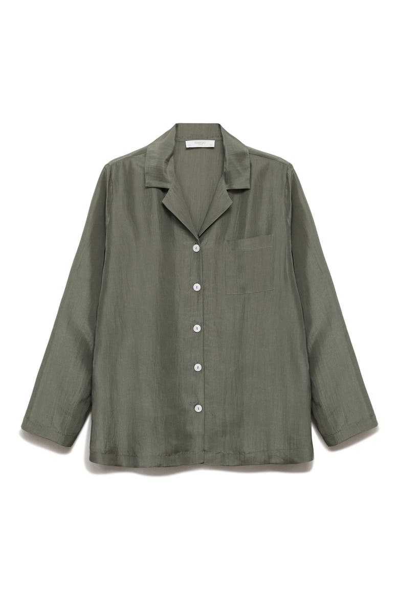 Silk Pajama Shirt, Alternate, color, FOREST GREEN