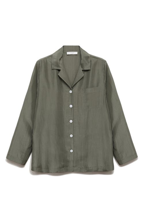 Mango Silk Pajama Shirt In Green