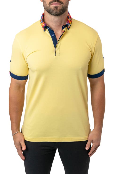 Mozartsolid Yellow Button Down Piqué Polo