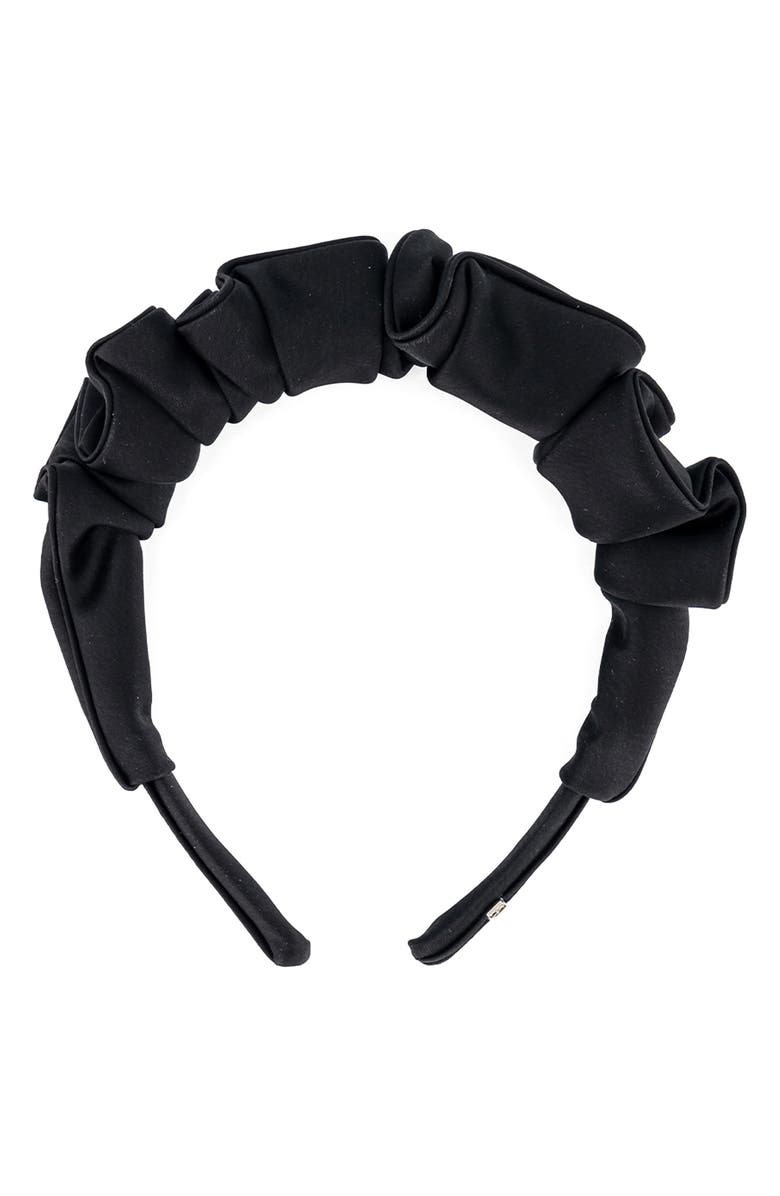 Alexandre de Paris Gathered Satin Headband, Alternate, color, Black