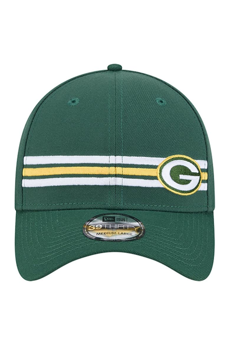 Men's New Era Green Green Bay Packers Stripes 39THIRTY Flex Hat, Alternate, color, Green
