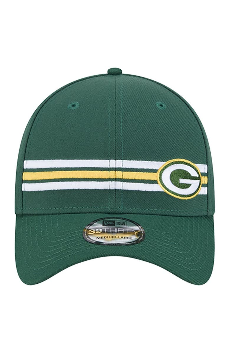 New Era Men's New Era Green Green Bay Packers Stripes 39THIRTY Flex Hat, Alternate, color, Green
