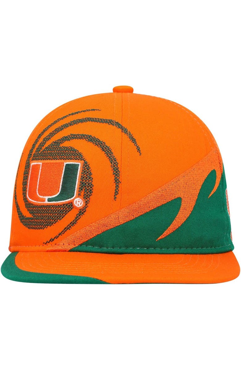 Mitchell & Ness Youth Mitchell & Ness Orange/Green Miami Hurricanes Spiral Snapback Hat, Alternate, color, 