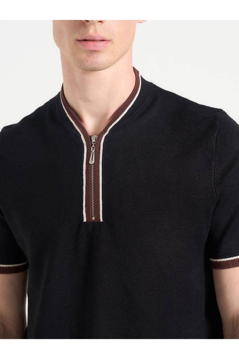 Clement Crew Neck Zip Polo Shirt, Alternate, color, Black