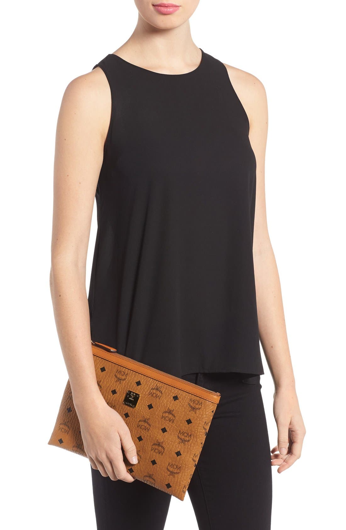 'Medium Heritage' Top Zip Pouch, Alternate, color, COGNAC