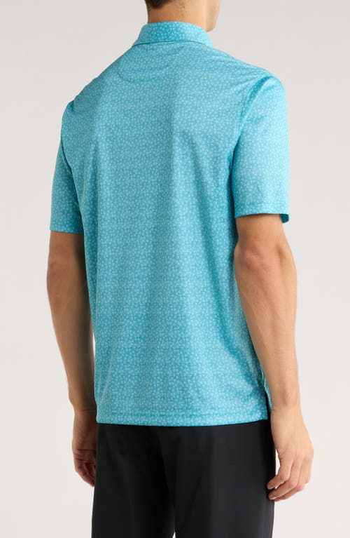 Greg Norman Print Knit Golf Polo In Blue