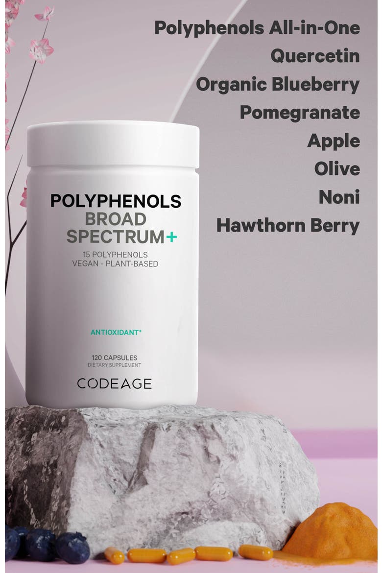 Polyphenols Broad Spectrum Vegan Superfood Supplement, Alternate, color, White