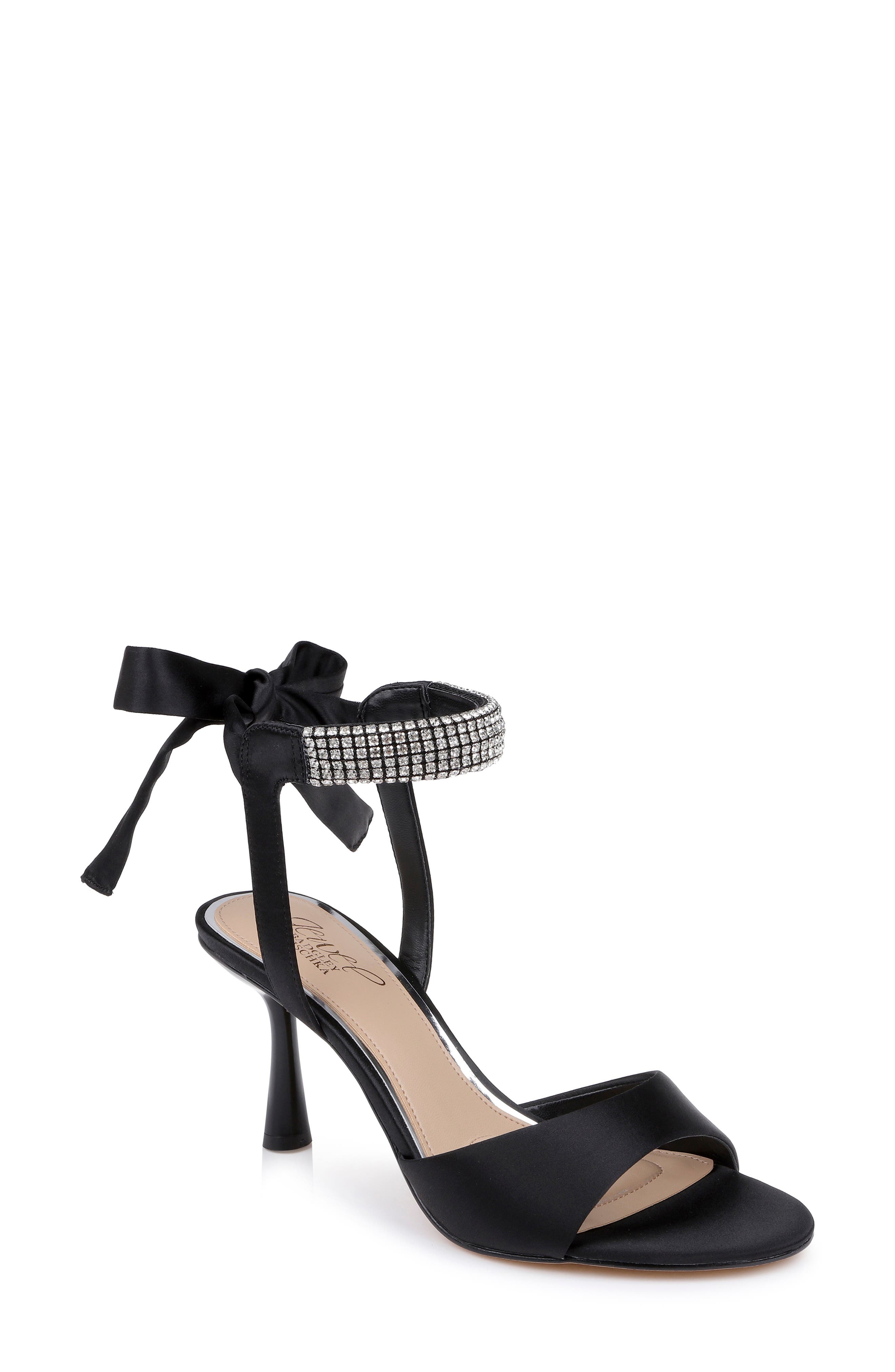 Blake Crystal Ankle Strap Sandal, Main, color, BLACK SATIN