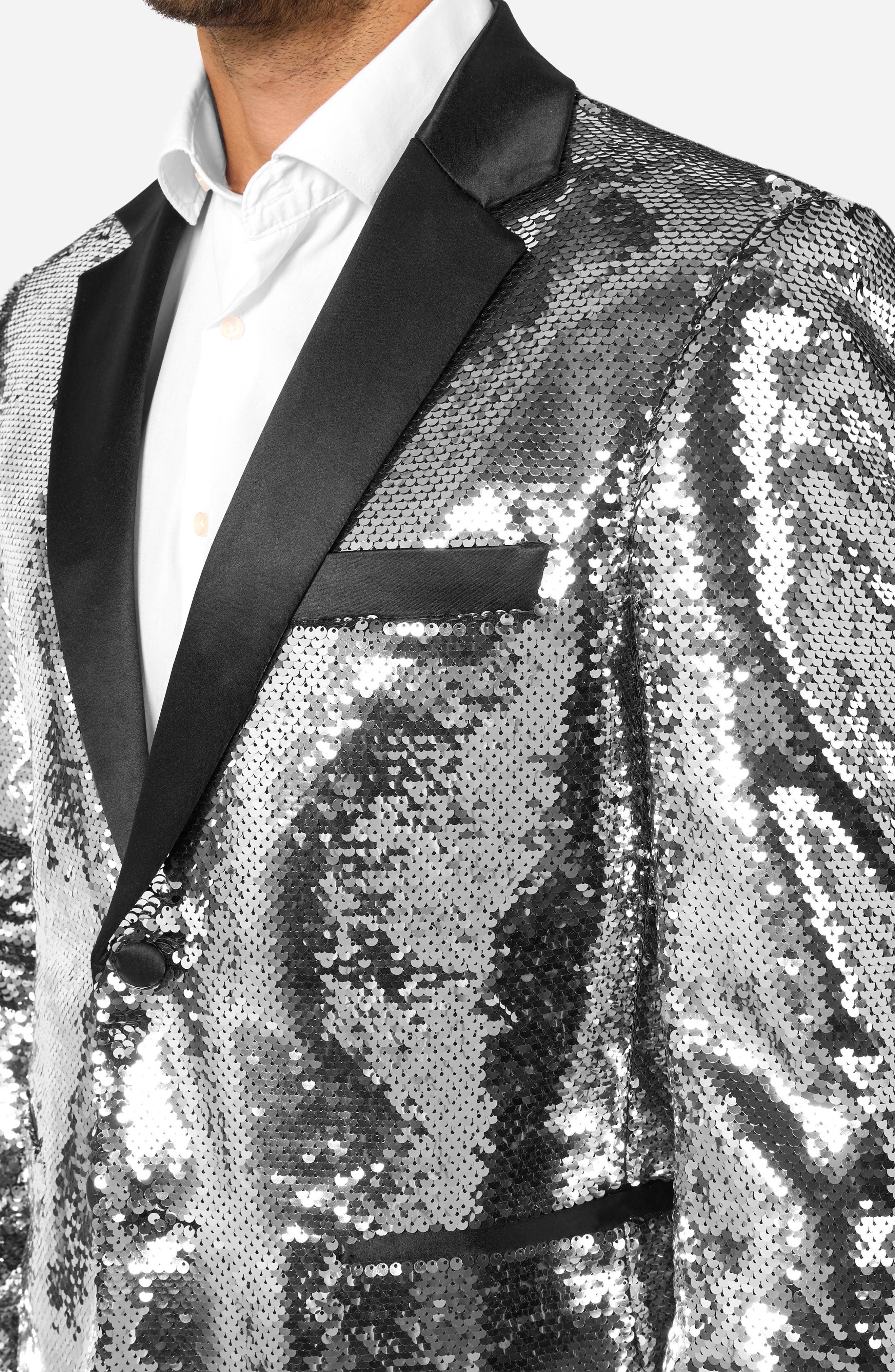 Shiny Silver Sequin Dinner Jacket - image 2