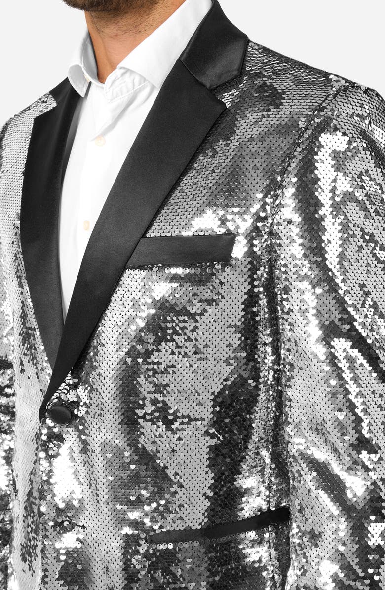OppoSuits Shiny Silver Sequin Dinner Jacket, Alternate, color, Silver