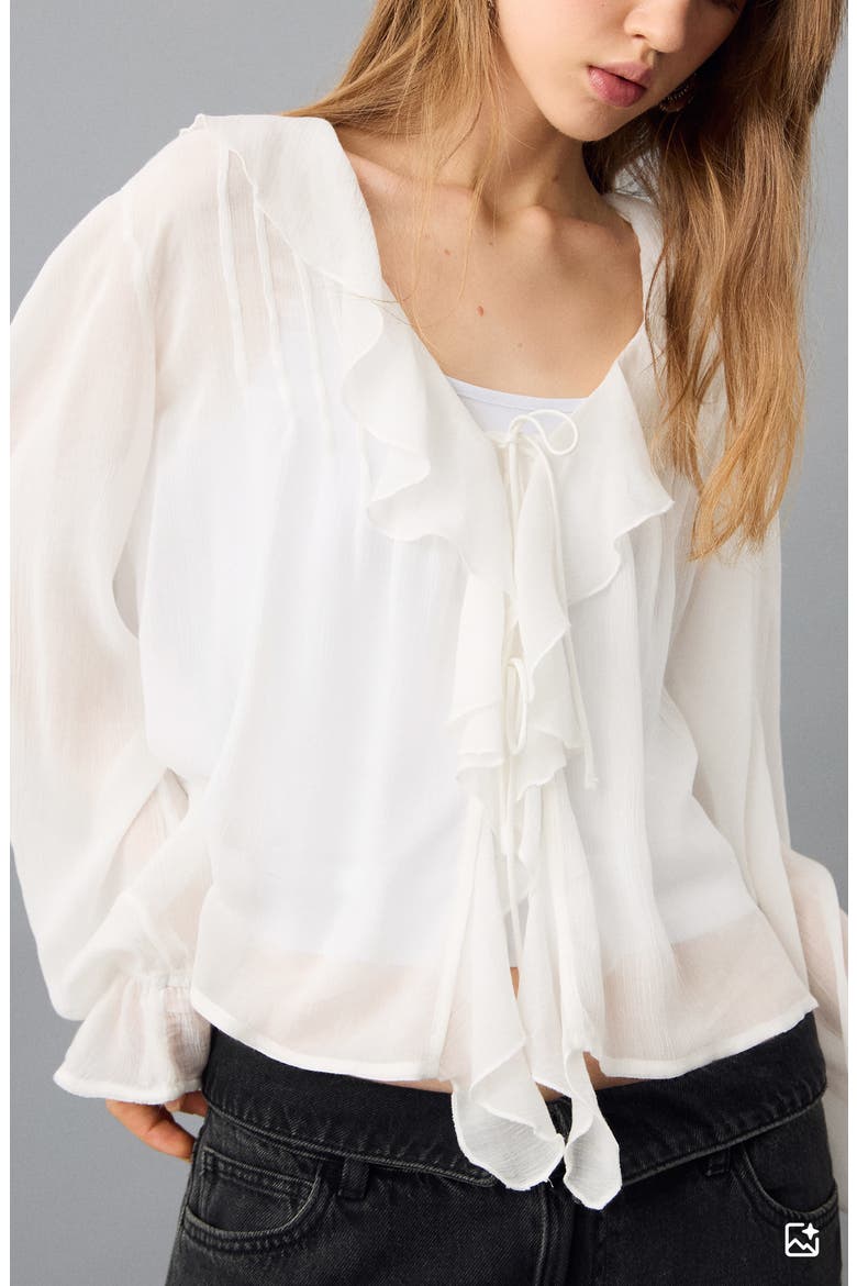 Flowy Ruffle Top, Main, color, OFF WHITE