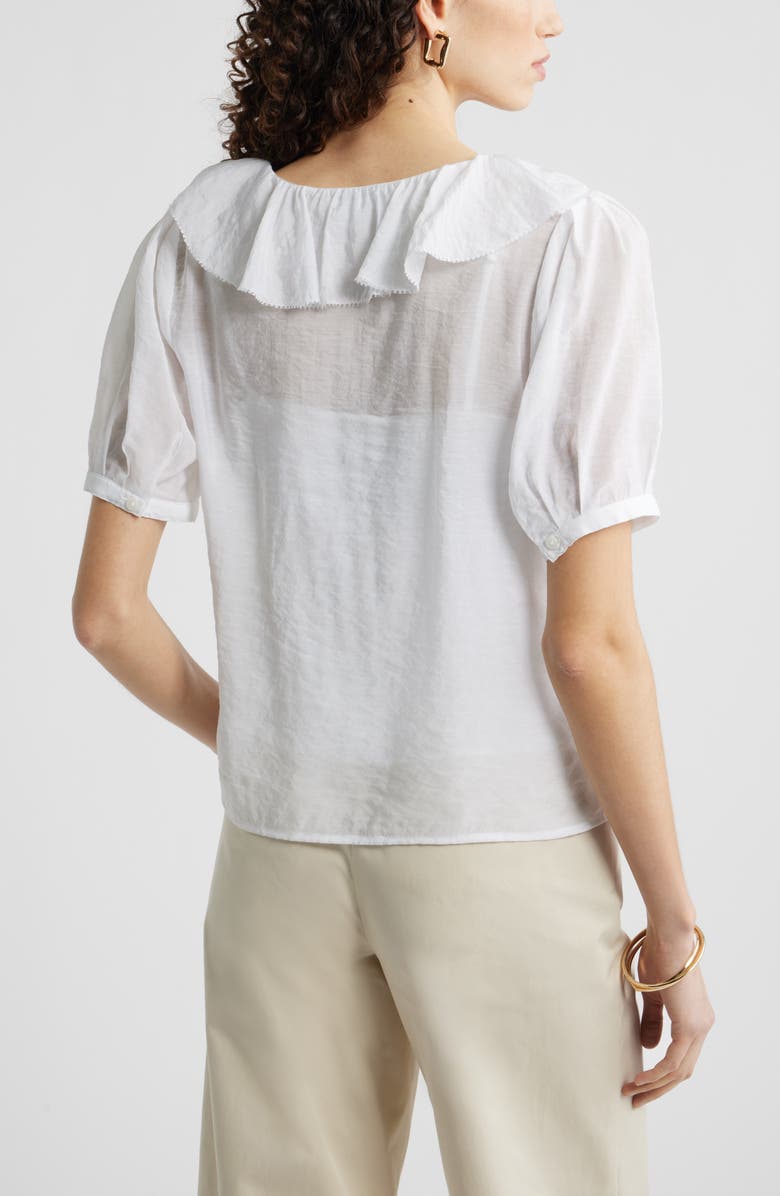 Nordstrom Ruffle Crinkle Semisheer Top, Alternate, color, White