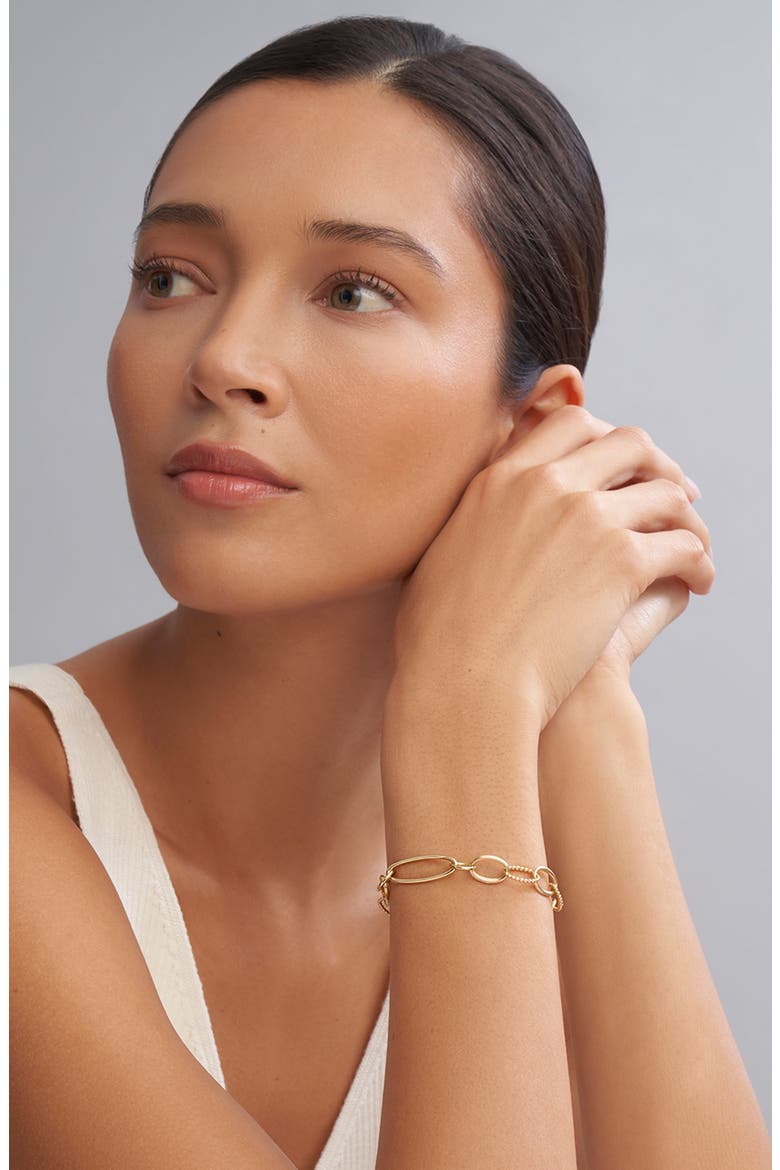 Signature Caviar Link Bracelet, Alternate, color, GOLD