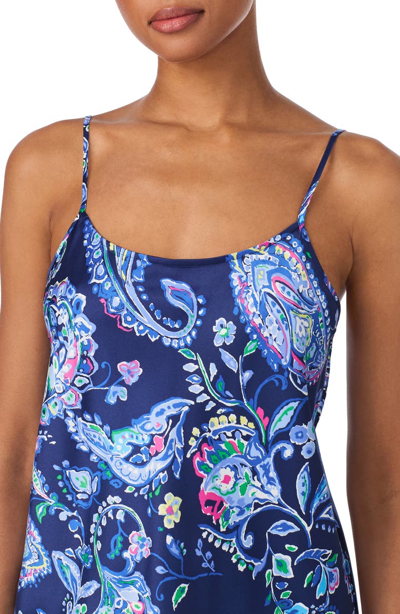Lauren Ralph Lauren Paisley Satin Camisole Pajamas, Alternate, color, Blue Pais