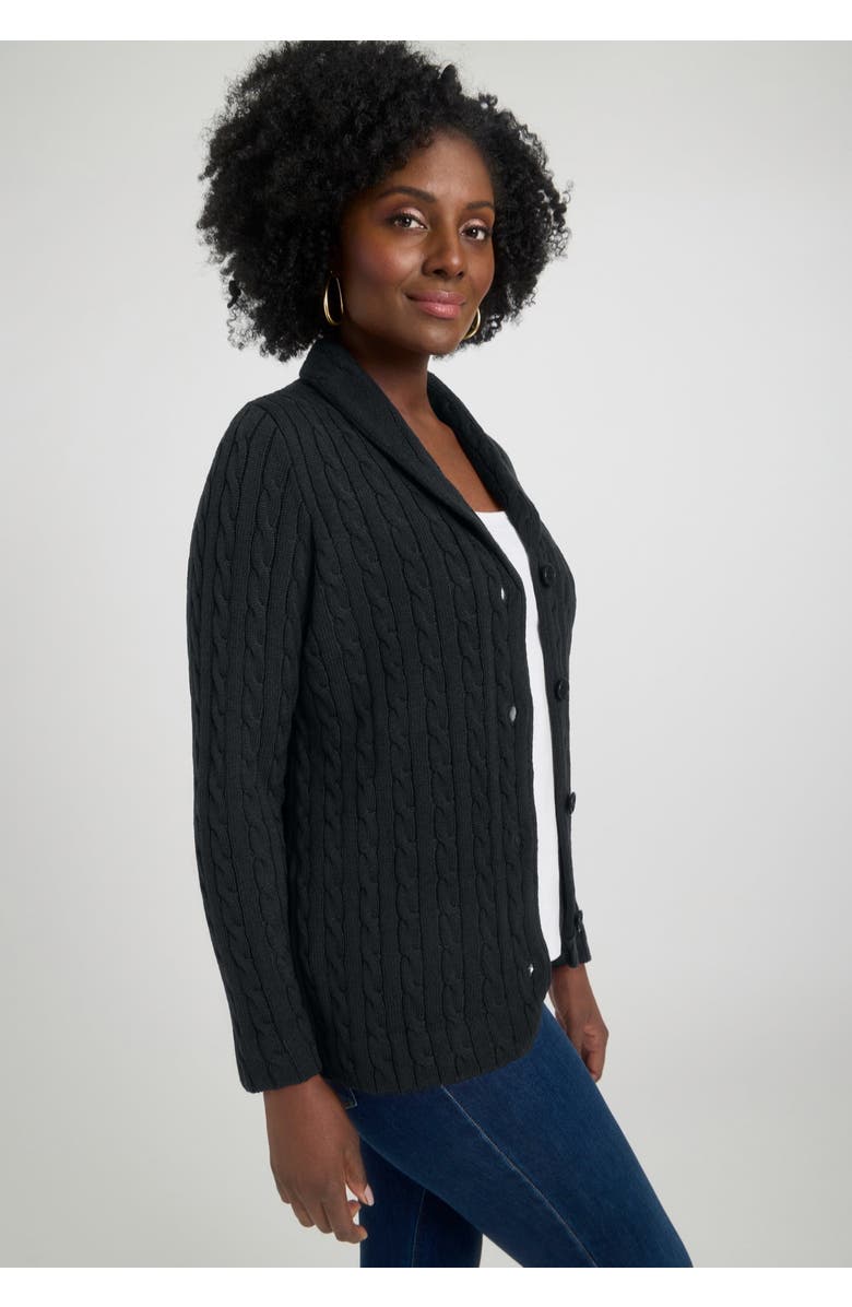 Jessica London Cable Blazer Sweater, Alternate, color, Black