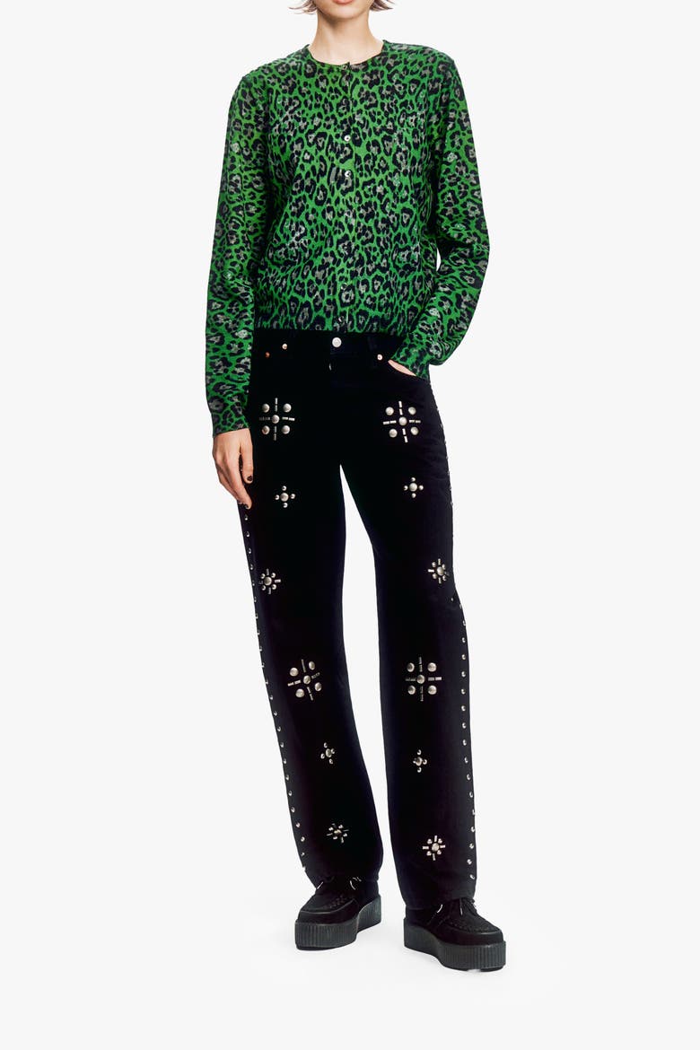Jaguar Printed Knit Cardigan, Alternate, color, JADE MULTI