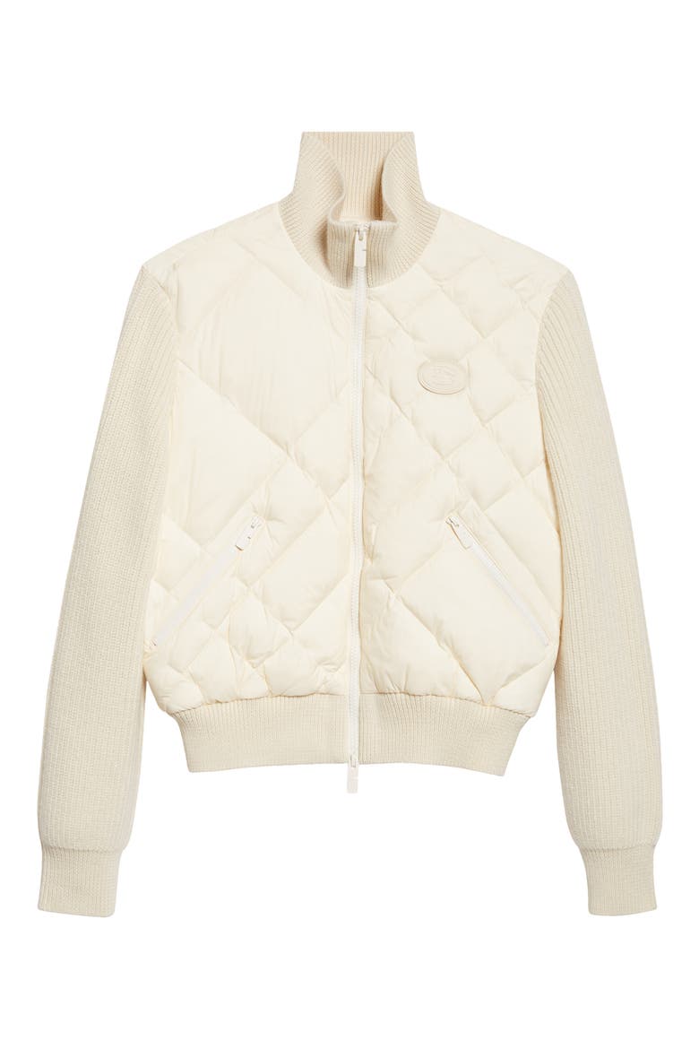 Kelsey Quilted Nylon & Knit Down Jacket, Alternate, color, CERAMIC WHITE