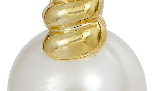 Savvy Cie Jewels Fluted Faux Pearl Drop Earrings In Gold