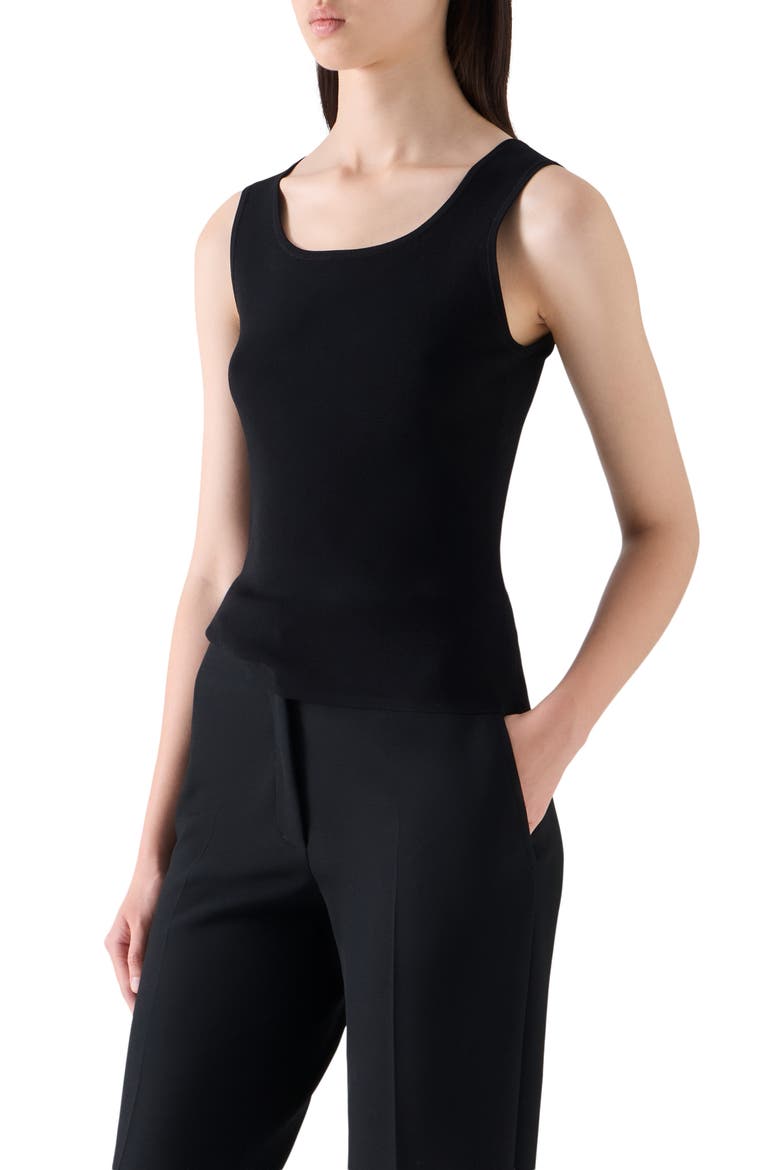 Embellished Stretch Knit Tank, Alternate, color, BLACK