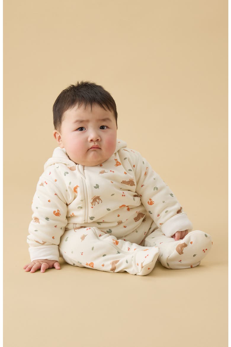 Woodland Print Pramsuit, Alternate, color, Woodland Tofu