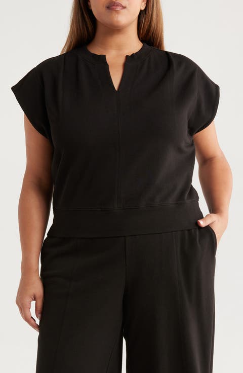 Extended Shoulder Notch Neck Top (Plus)