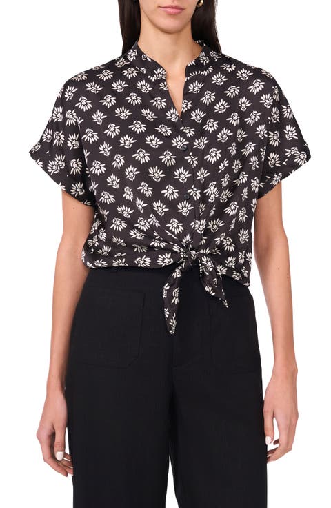 Textured Tie Front Shirt