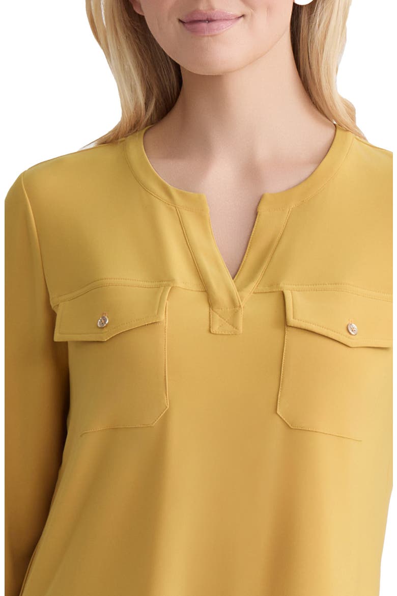 Patch Pocket Crepe Popover Top, Alternate, color, JONAGOLD